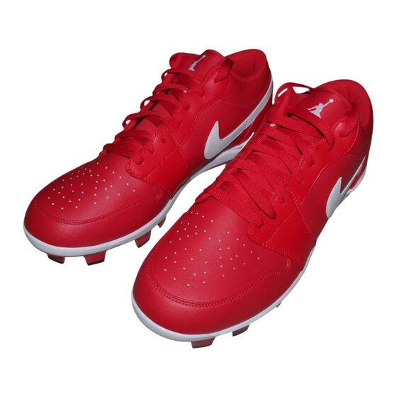 Nike Air Jordan 1 Retro Low Baseball Cleats Mens size 15  Varsity Red White New! main image 10